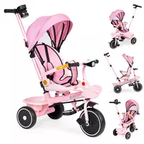 Triratukas vežimėlis 2in1 su pasukama sėdyne, sulankstomas su stogeliu, rožinis - ECOTOYS