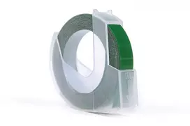 „Ribbon 3D JetWorld“ atsarginė juostelė „Dymo“ – balta su žaliais elementais (reliėfinė), 9 mm x 3 m (S0898160) (10 vnt.)