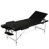 Massage table with aluminum frame foldable 3 zone black