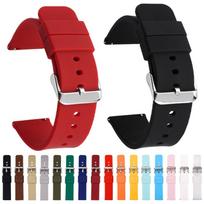 Silicone Waterproof Watch Band 22mm Stainless Steel Silver Pin Buckle Solid Color EDA008725110H rožinė