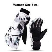 Winter Snowboard Ski Gloves Windproof PU Leather Non-slip Touchscreen Gloves Waterproof Cycling Fleece Warm Motorcycle Gloves gray