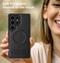 Applicable to Samsung S26 crystal shield leather mobile phone case magnetic suction S25Ultra invisible bracket s24plus anti-drop protective case S26 juoda