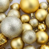 100 piece Christmas Ornament Set 3 4 6 cm Gold