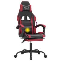 vidaXL Gaming Chair with Footrest Swivel Black & Burgundy Artificial Leather