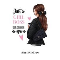 Nauji mados lipdukų pleistrai drabužiams Girl Boss Pattern Heat Transfer Plaunami marškinėliai Džinsų pleistrai 19.2x23cm