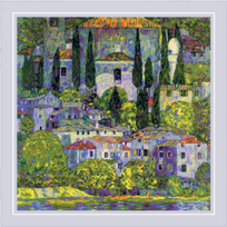 Gustavo Klimto „Kraštovaizdis su kiparisais“ kryželiu siuvinėjimo rinkinys 40x40 cm