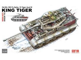 1/35 King Tiger (Tiger II) plastikinis tanko modelis su pilnu interjeru, skaidrus