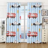 2 panel Cartoon Toy Excavator Toy Car Printed Curtains for Children Boys Girls Bedroom Window Blinds Grommet Top cortiinas 140W160H(CM)55x63in&Grommet Top