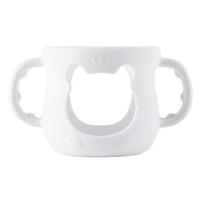 Silikoninis buteliuko dėklas su rankena Izoliuotas puodelio dėklas 4/8 oz stikliniams buteliukams Apsauga nuo kritimo Apsauga nuo dūžimo Kūdikio buteliuko laikiklis S balta