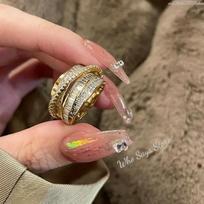 Korėja Nauja Mada Papuošalai Išskirtinis Sidabro Spalvos Cirkonio Žiedas Elegantiškas Moteriškas Atviras Reguliuojamas Vestuvinė Dovana Prabangus Aksesuaras auksas