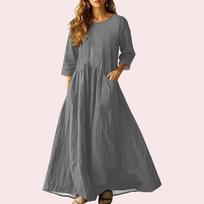Women's Retro Ethnic Ribbon Embroidered Sleeveless Linen V-neck Maxi Dress XL