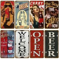 Metalinis plakatas Sienos menas Retro alaus baro ženklas Vyriškas urvas Garažas Pub Dovana