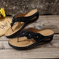 Women’s Sandals Wedge Comfortable Platform Flip Flops Dressy Thong Shoes Non-Slip Walking Travel Casual Summer Slippers for Women Beach Slides Shoes 36 juoda