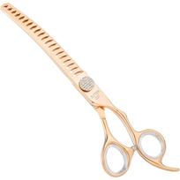 Geib Crystal Gold Chunker Curve - profesionalios vienpusės retinimo žirklės, pagamintos iš japoniško nerūdijančio plieno, lenktos, 20 dantų