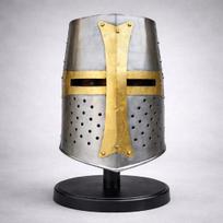 Templierių Riterio Didysis Šalmas Viduramžių Kryžiuočio Plieno Šalmas Rankų Darbo Riterio Šarvai LARP Cosplay Dovana beige