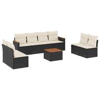 9 piece Garden Sofa Set with Cushions Black Poly Rattan