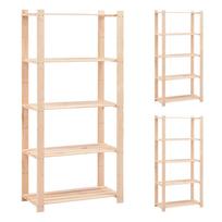 Storage Shelving Unit 5 Shelves 3 Units 80 x 38 x 170 cm Solid Pine Wood 250 kg Capacity