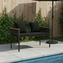 Outdoor Bench with Cushions Black 117 x 54 x 74.5 cm Poly Rattan