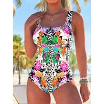 Vasarinis Seksualus Geometrinio Rašto Viengubas Maudymosi Kostiumas Slim Fit ir Liekninantis, Gilus U formos Nugaros Dizainas, Akį Traukiantis Madingas Maudymosi Kostiumas Paplūdimiui, Baseinui, Atostogoms XS oranžinė