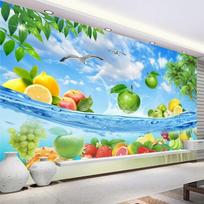 Vaisių 3D Sienos Tapyba Jūros Vanduo Šviežia Vasara Nuotrauka Tapetai Vaisių Parduotuvė Restoranas Virtuvės Fonas Sienų Popierius Dekoracija 200 cm(W) x 140 cm(H)