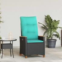 vidaXL Adjustable Garden Chair Black and Turquoise 64 x 57.5 x 112 cm