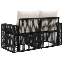 vidaXL Garden Sofa 2 Seater Black Poly Rattan