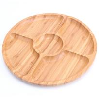 20/25/30cm Divided Serving Trays Bamboo Fruit Platter Cheese Board Round Snack Plate  Dessert 20CM