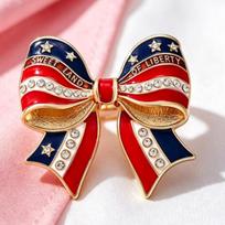 Amerikos vėliavos kaspinėlių sagės Patriotiški kaspinėliai Emalio smeigtukai JAV vėliavos spalvos Raudona Balta Mėlyna Emalio Cirkonio Atlapo ženkleliai Papuošalai Dovanos one size
