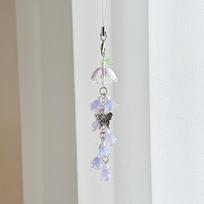 Gradient Pink Purple Wind Chime Pendant Kawaii Design Bead Phone Lanyard  Ornament Use violetinė