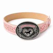 Luxury Design Western Cowgirl Belt COWGIRL UP PU Waist Belt  for Women Spice Girls 110cm rožinė