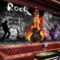 3D nuotraukų tapetai Gitara Rokenrolis KTV Muzikos Baras Įrangos Fono Sienos Freska Vintažiniai Grafiti Sienų Popieriaus Dekoras 200 cm(W) x 140 cm(H)