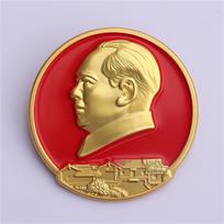 Chairman Mao's portrait, former residence portrait, painted badge, large chest badge, Grandpa Mao's collection brooch, 3.5CM velvet box