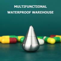 Waterproof Titanium Pill Box Container Bottle Holder Water Drop Capsule Keychain China Mainland white