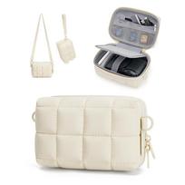 2 Carrying Ways Digital Camera Case Lightweight Thickened Camera Insert Pouch Puffy Waterproof Storage Bag Daily Travel smėlis