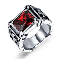 Antique Fashion Vintage Red Onyx Thor Men's Stainless Steel Gothic Style Ring 7 raudona
