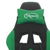Gaming Chair with Footrest Black and Green Faux Leather
