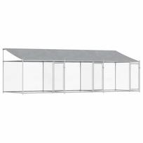 Dog Kennel with Roof and Doors Gray 6x2x2 m Galvanized Steel