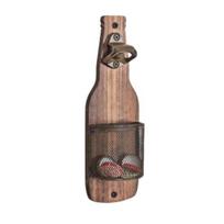 Wall-Mounted Bottle Opener with Cap Catcher Rustic Wooden Beer Opener for Kitchen Bar Home Brewing 1pc
