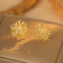 Luxury Dandelion Earrings For Women Vintage Exaggerated Design Elegant Statement Jewelry Gift 18K auksas