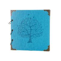 Pasidaryk pats nuotraukų albumas, Juodas dirbtinės odos kortelių nuotraukų albumas su žiedais, Atminimo knyga dienoraščiui rašyti, Retro stiliaus scrapbooking dovana D blue