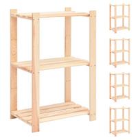 vidaXL Shelving Unit 3 Shelves 5 pcs 60 x 38 x 90 cm Solid Pine Wood 150 kg Capacity