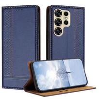For Oukitel C26 Stitching Design Scratch-Resistant Vegan Leather Phone Case mėlyna