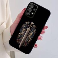 Medieval Sword Design Phone Case For Samsung S24,21,22,23,30,Ultra,20,Plus,Note,10,9,Black soft silicone case SamsungS22 5G