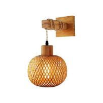 Retro Japanese Style Bamboo Bedside Wall Lamp Restaurant Rattan