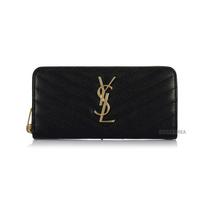 [Saint Laurent] FW25 Moteriška dygsniuota monogramos ilga piniginė 358094 BOW01 1000