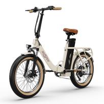 ONESPORT OT16-2 Sulankstomas elektrinis dviratis su keleivio sėdyne 250W variklis 20* 3.0 colių plonas padangas E-bike 48V17Ah baterija Miesto kelionėms elektrinis dviratis beveik baltos spalvos