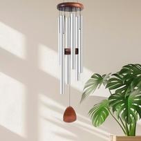Large Metal Aluminum Wind Chime 6 Tubes Craft Gift Wind Bell Pendant Retro Serenity Wind Bell Outdoor Garden Patio sidabras