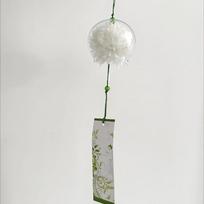 Japanese Style Glass Wind Chime With Artificial Flower Clear Sound Hanging Ornament for Home Window Garden Patio Decor A