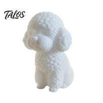 3D Printed Cute Teddy Dog Statue, Mini Poodle Figurine, Matte Solid Black Statue with Detailed Curly Fur, Wide Anti-Tipping Base, Decor for Living balta