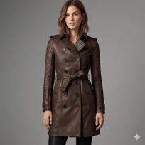 Originalus Rankų Gamybos Moteriškas Rudas Avikailio Odos Trench Kailis Stilingas Slim Fit M ruda